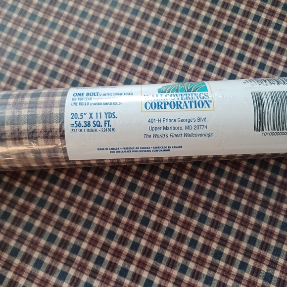 RESERVED Wallpaper Red and Blue Small Plaid Check 5 ROLLS - Picture 5 of 7